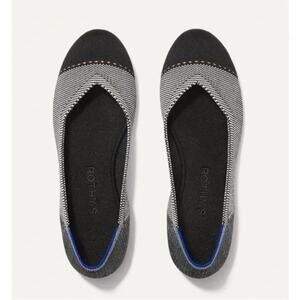 Rothy's Round Toe Flats in Grey Mist Captoe Black 9